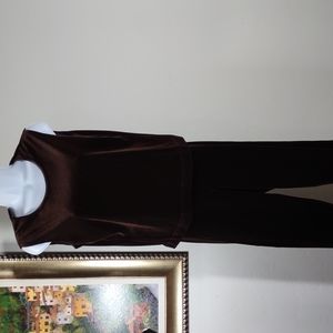 Coldwater Creek Chocolate Brown Stretch Velvet Top/Pants